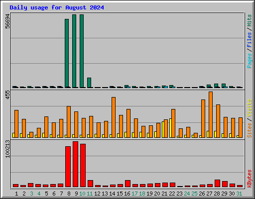 Daily usage for August 2024